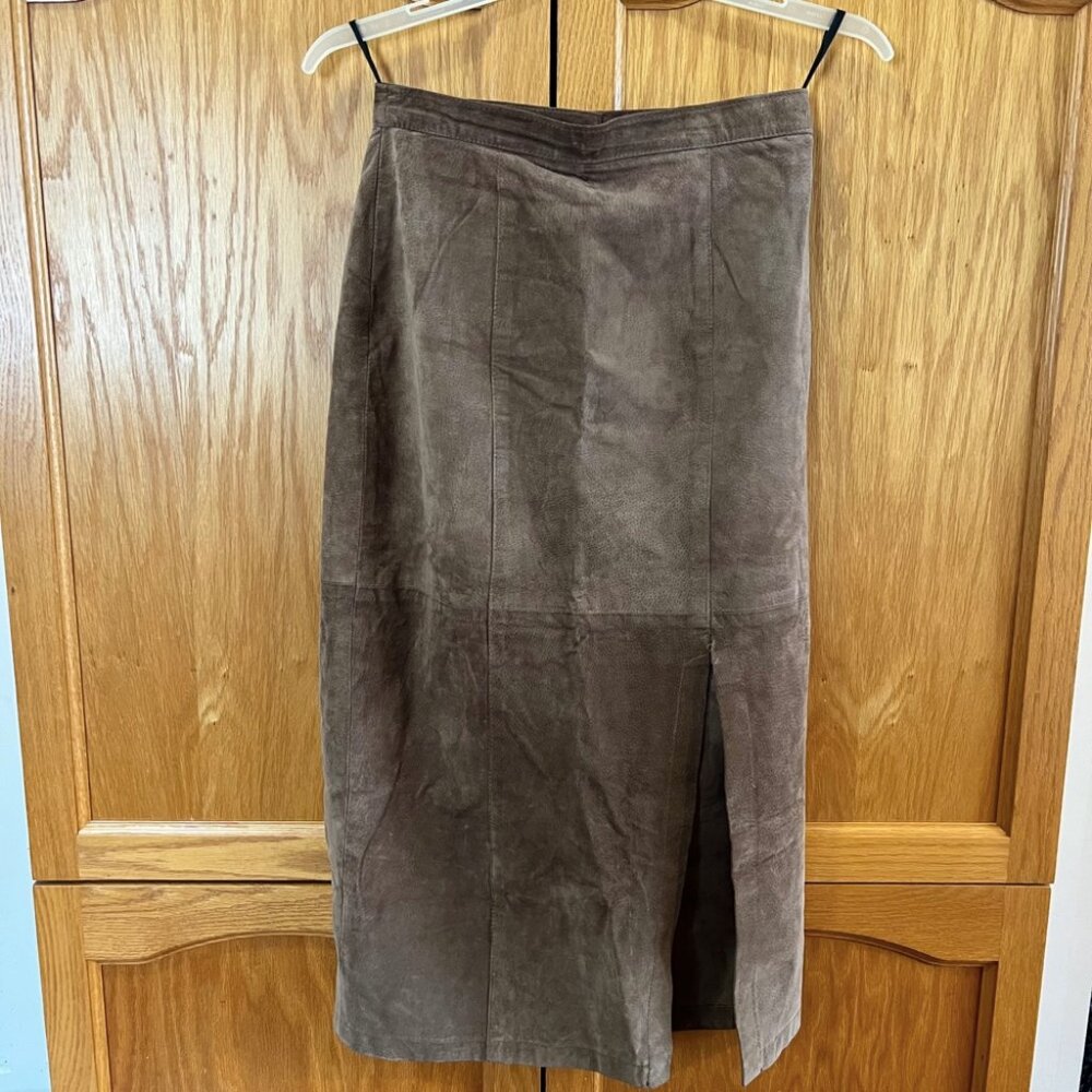 Chic Brown Suede Pencil Skirt
